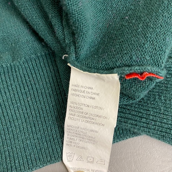 IZOD Sweater Men's Size XL Solid Green Teal V-Neck Long Sleeve 100% Cotton - Picture 5 of 9